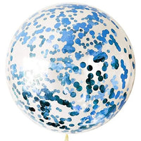 24 inch Round Blue Confetti Balloons with Helium Hi Float Weight