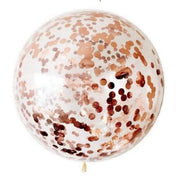 24 inch Round Rose Gold Confetti Balloons with Helium Hi Float Weight