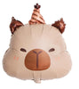 Cute Capybara Head Birthday Foil Balloons with Ribbon and Weight