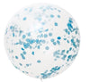 24 inch Round Light Blue Confetti Balloons with Helium Hi Float Weight