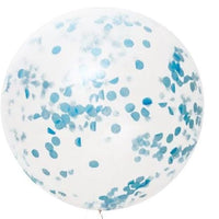 24 inch Round Light Blue Confetti Balloons with Helium Hi Float Weight