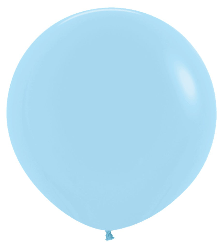 24 inch Sempertex Pastel Matte Blue Latex Balloons with Helium Weight