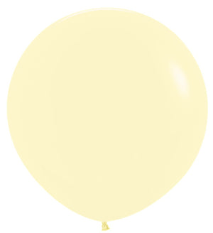 24 inch Sempertex Pastel Matte Yellow Latex Balloons with Helium Weight