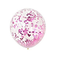 24 inch Round Pink Confetti Balloons with Helium Hi Float Weight