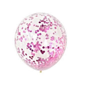 24 inch Round Pink Confetti Balloons with Helium Hi Float Weight