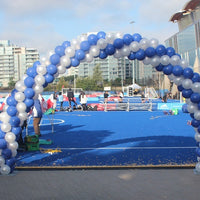 Spiral Balloon Arch White Blue