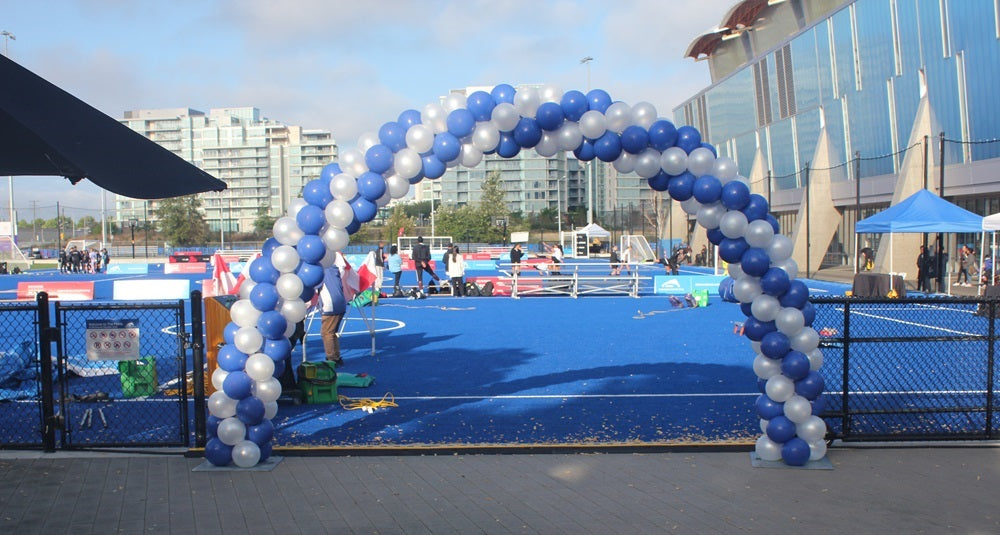 Spiral Balloon Arch White Blue