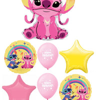 Lilo Stitch Angel Birthday Balloons Bouquet with Helium and Weight