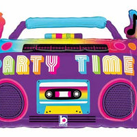 1980s Boombox Shape Theme  Party Time Balloon with Helium and Weight