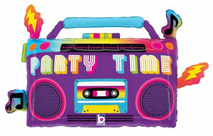 1980s Boombox Shape Theme  Party Time Balloon with Helium and Weight