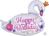 Beautiful Swan Birthday Shape Foil Balloons with Helium and Weight