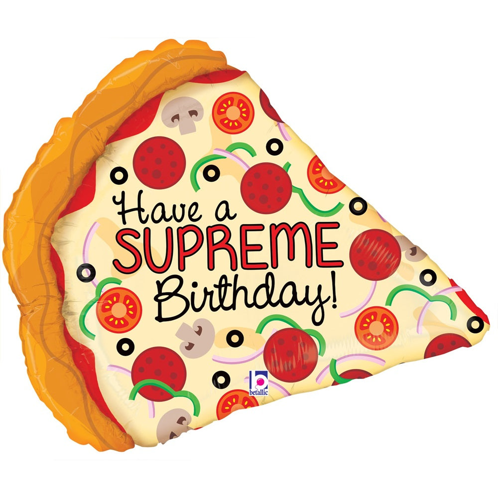 Have A Supreme Birthday Pizza Balloon with Helium and Weight