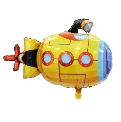 Yellow Submarine Boat Shape Birthday Balloons with Helium and Weight