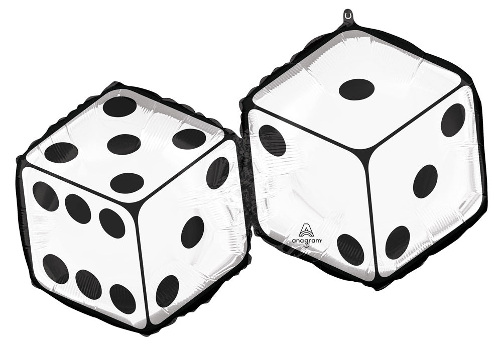 Casino Dice Foil Balloons with Helium and Weight