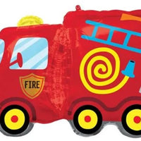 Fire Truck Shape Birthday Foil Balloon with Helium and Weight