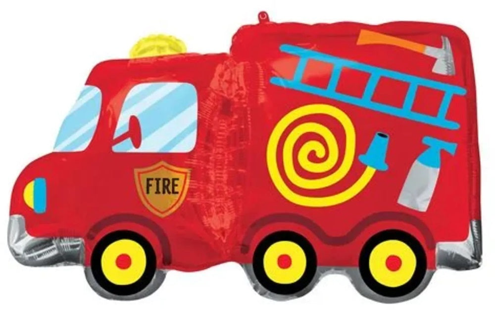 Fire Truck Shape Birthday Foil Balloon with Helium and Weight