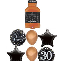 30th Birthday Whiskey Bottle Aged To Perfection Balloon Bouquet