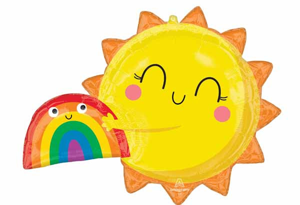 Sending You Sunshine Sun Rainbow Balloons with Helium and Weight