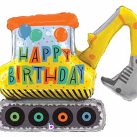 Construction Truck Excavator Digger Birthday Balloon with Helium and Weight