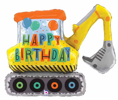 Construction Truck Excavator Digger Birthday Balloon with Helium and Weight