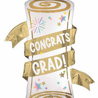 Graduation Diploma Satin Congrats Grad Balloon with Helium and Weight