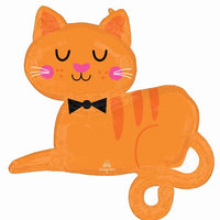 Orange Tabby Cat Birthday Balloons with Helium and Weight