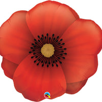 Red Poppy Flower Balloon with Helium and Weight