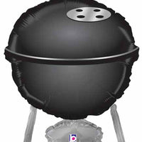 Blac Barbeque Grill Foil Balloon with Helium and Weight