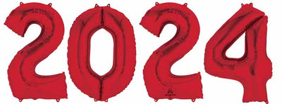 34 inch New Year Red Numbers 2024 Helium Balloons