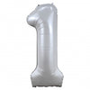 Jumbo White Chrome Number 1 Foil Balloons with Helium and Weight