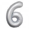 Jumbo White Chrome Number 6 Foil Balloons with Helium and Weight