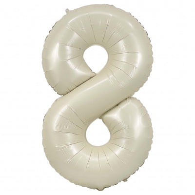 Jumbo Cream Number 8 Balloons with Helium and Weight