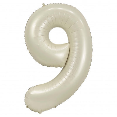 Jumbo Cream Number 9 Balloons with Helium and Weight