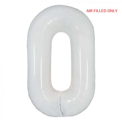 Jumbo White Number 0 Balloons AIR FILLED ONLY