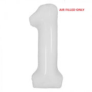 Jumbo White Number 1 Balloons AIR FILLED ONLY