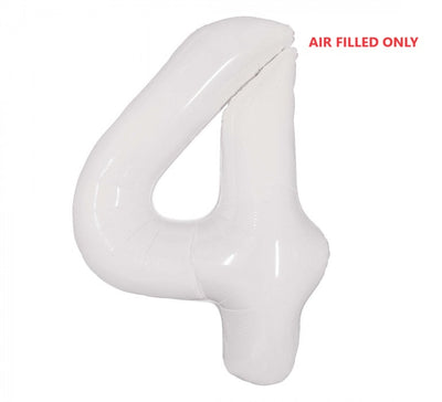 Jumbo White Number 4 Balloons AIR FILLED ONLY