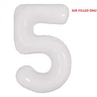 Jumbo White Number 5 Balloons AIR FILLED ONLY