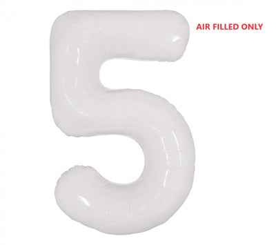 Jumbo White Number 5 Balloons AIR FILLED ONLY
