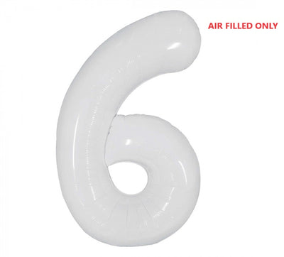 Jumbo White Number 6 Balloons AIR FILLED ONLY