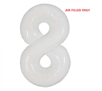 Jumbo White Number 8 Balloons AIR FILLED ONLY