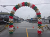 Christmas Stacked Balloon Arch Red White Gold Green