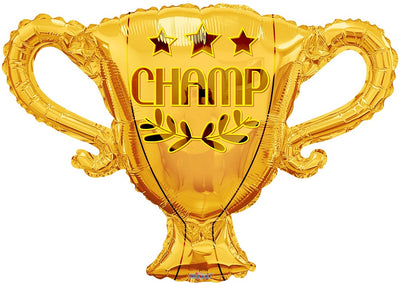 Champ Gold Trophy Shape Foil Balloons with Helium and Weight