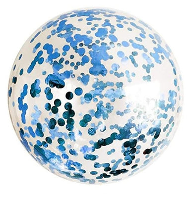 36 inch Qualatex Jumbo Round Dark Blue Confetti Balloon Helium Weight