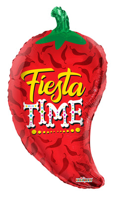 Fiesta Time Red Chili Pepper Balloon with Helium and Weight