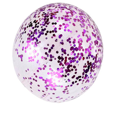 24 inch Round Purple Confetti Balloons with Helium Hi Float Weight