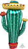 Fiesta Cactus Sombrero Shape Foil Balloons with Helium and Weight