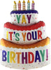 Yay Its Your Birthday Cake Shape Balloons with Helium and Weight