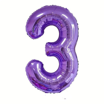 Jumbo Purple Number 3 Balloons with Helium and Weight