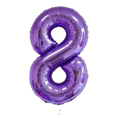 Jumbo Purple Number 8 Balloons with Helium and Weight