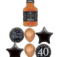 40th Birthday Whiskey Bottle Aged To Perfection Balloon Bouquet